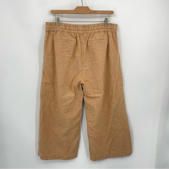 Evolverie Cotton Linen drawstring Wide Leg crop Pants Lagenlook Sz XL Orange - Picture 2 of 7